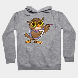 Owl as Secretary with Ballpoint pen & Note Hoodie